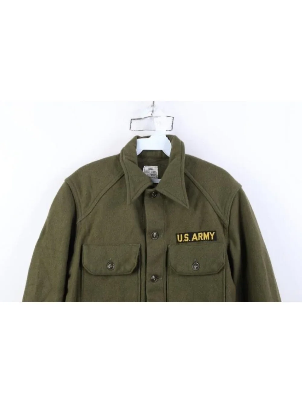 Deadstock Unissued 50s Korean War Mens Small OG108 Wool Nylon Field Button Shirt